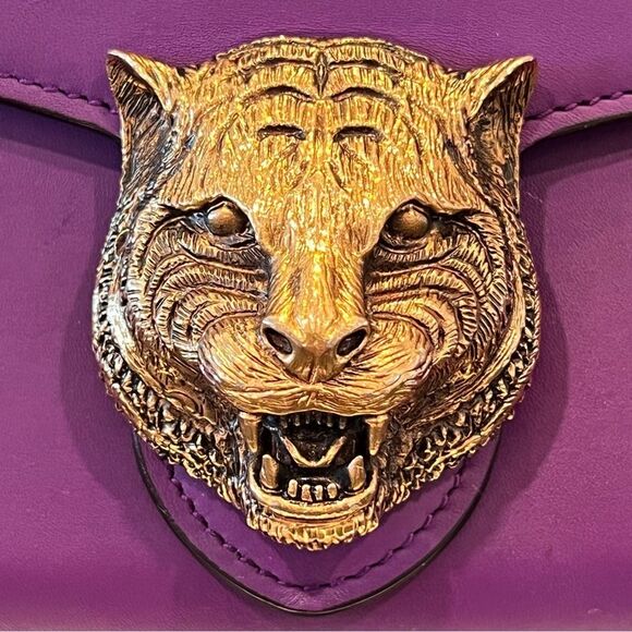 Gucci Purple Designer Crossbody with Gold Accent Tiger - Picture 2 of 9